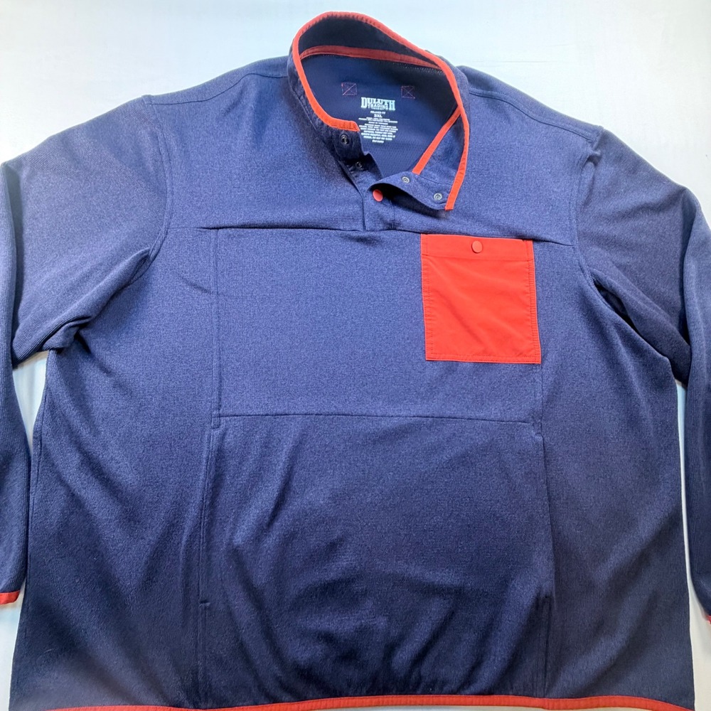 Duluth Trading 3XL Pullover Snap Neck Blue Red Performance Sweater Mens